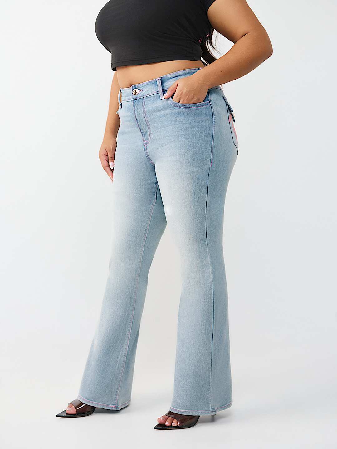 PLUS BECCA MID RISE MULTI-STITCH FLAP BOOTCUT JEAN, image 4