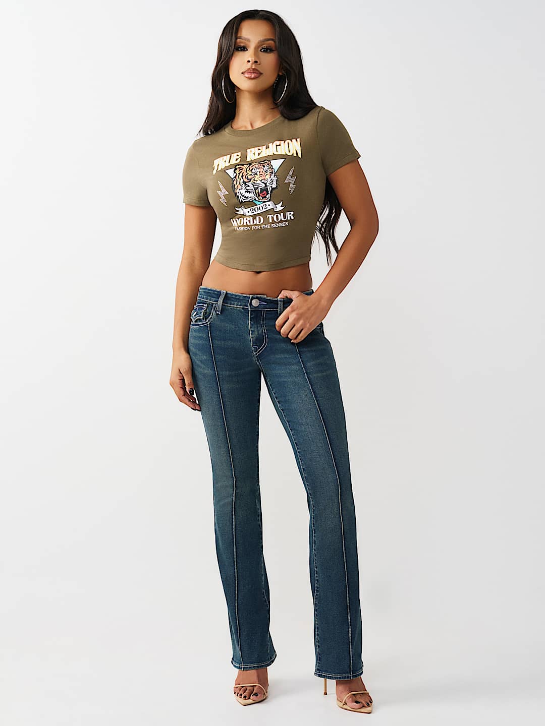 JEANS CORTE DE BOTA BECCA DE TIRO MEDIO Y COSTURAS FRONTALES, image 2