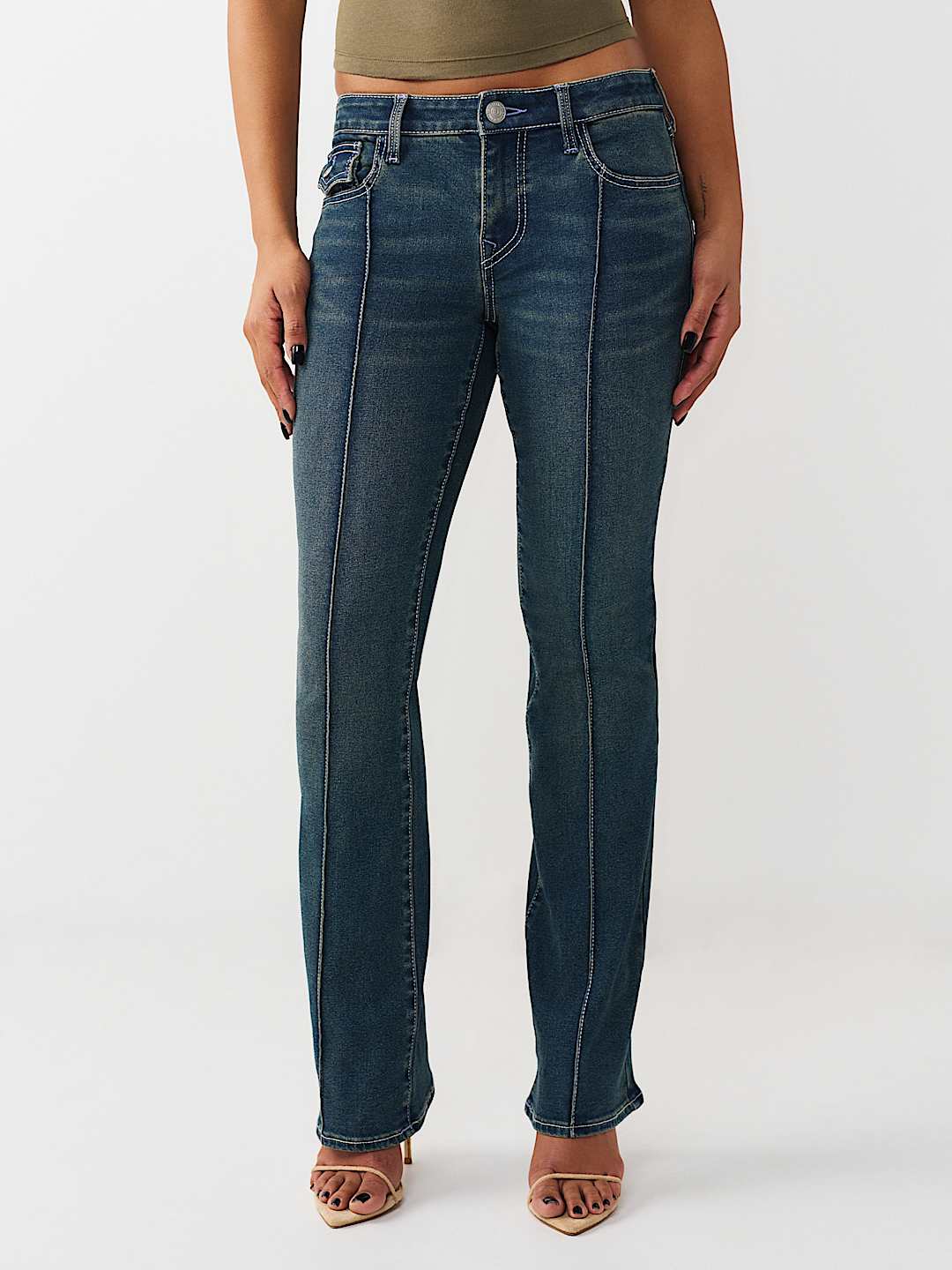 JEANS CORTE DE BOTA BECCA DE TIRO MEDIO Y COSTURAS FRONTALES, image 1