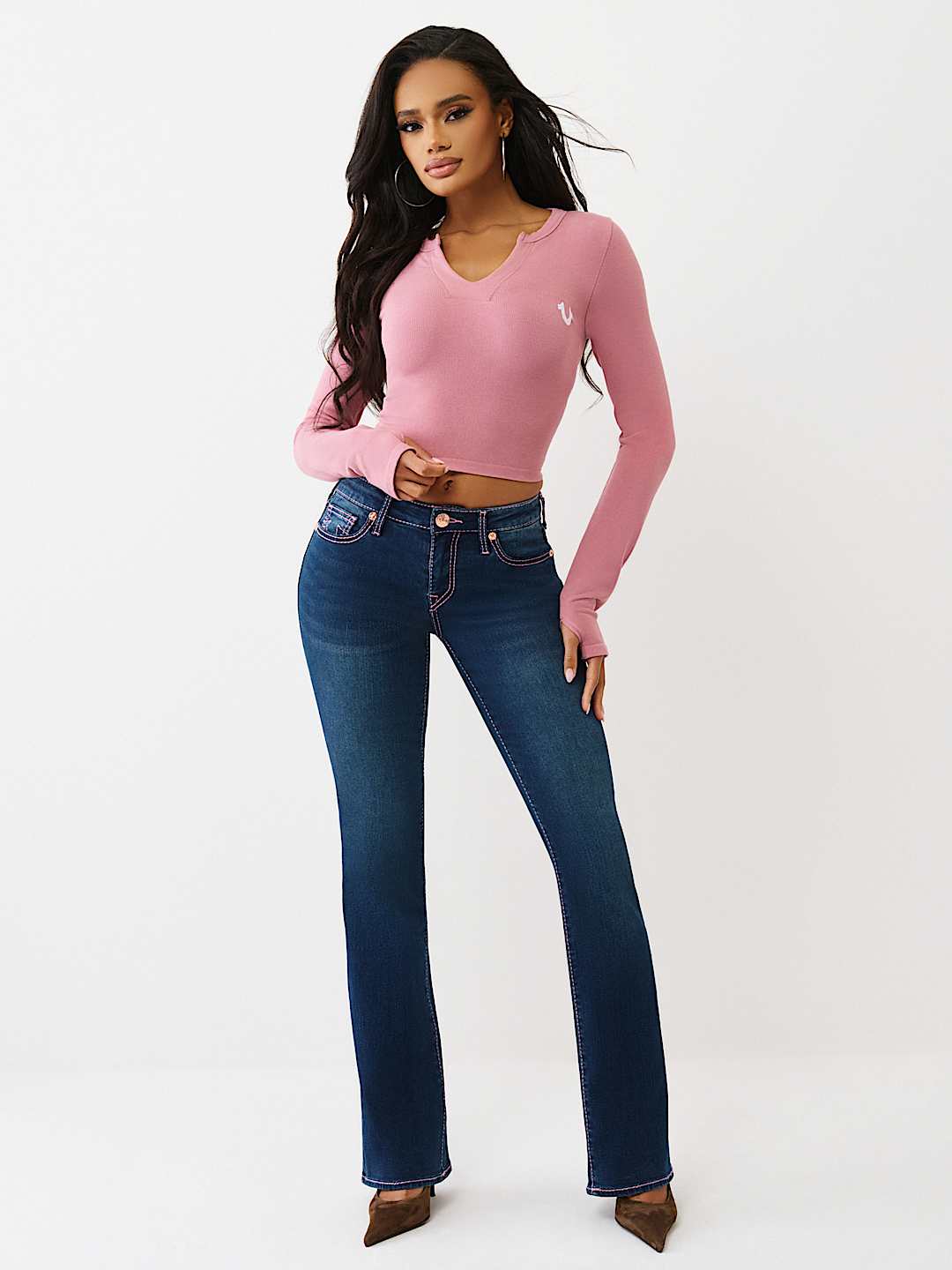 BECCA MID RISE BIG T BOOTCUT JEAN, image 3