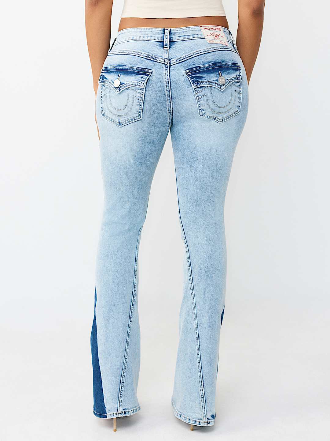  JOEY MID RISE TWO-TONE FLAP FLARE JEAN, image 4