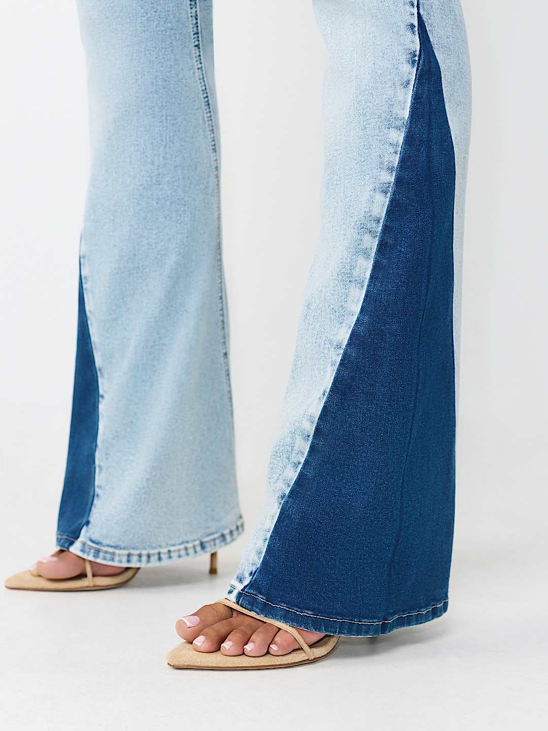  JOEY MID RISE TWO-TONE FLAP FLARE JEAN, image 5