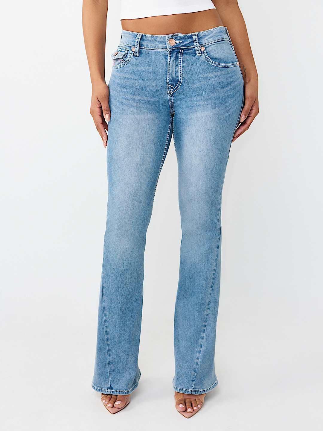 JOEY MID RISE BIG T FLAP FLARE JEAN, image 2