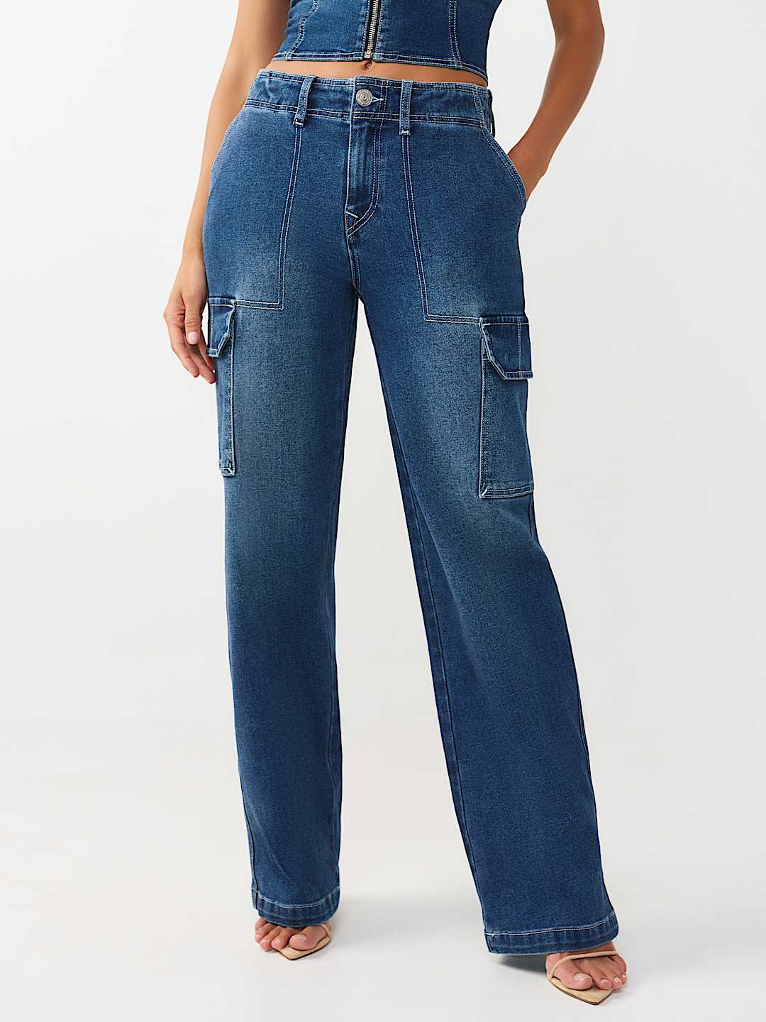 DENIM CARGO STRAIGHT PANT, image 4