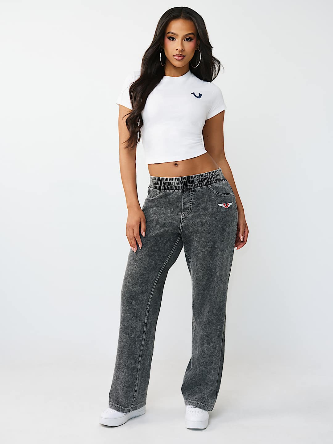 HORSESHOE WING FAUX DENIM SWEATPANT, image 2