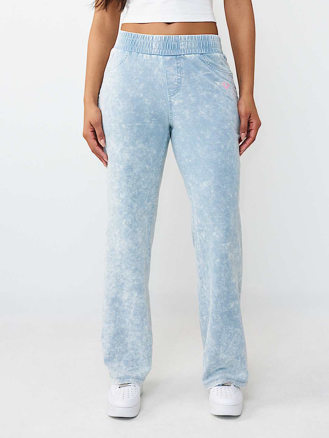 HORSESHOE WING FAUX DENIM SWEATPANT, image 2