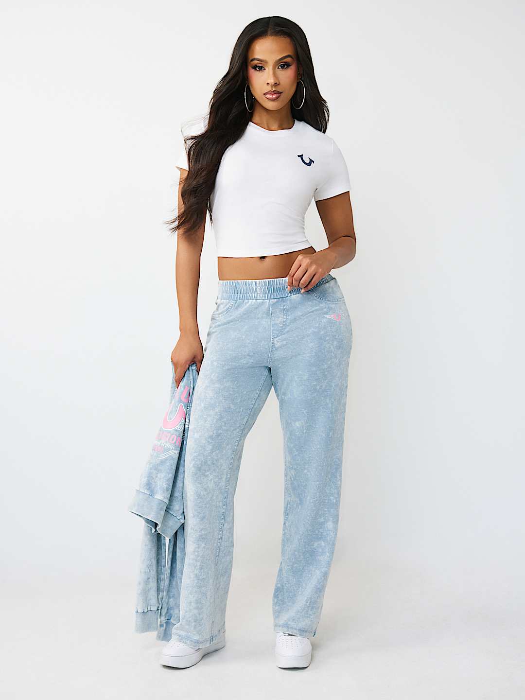 HORSESHOE WING FAUX DENIM SWEATPANT, image 4