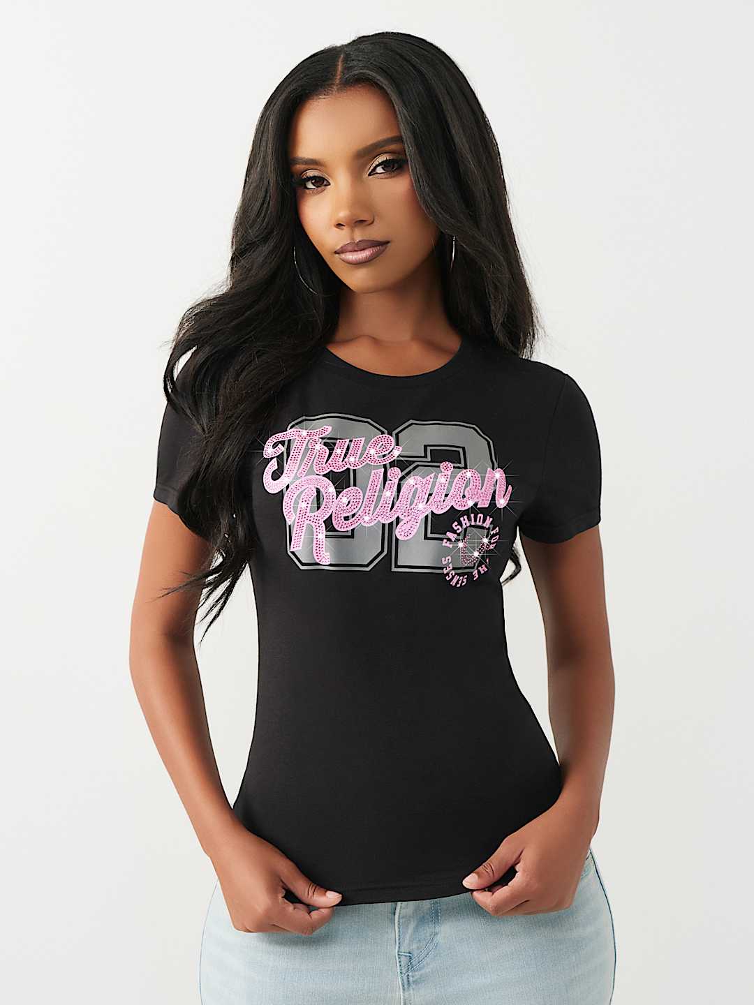 CRYSTAL HORSESHOE CREWNECK TEE, image 2