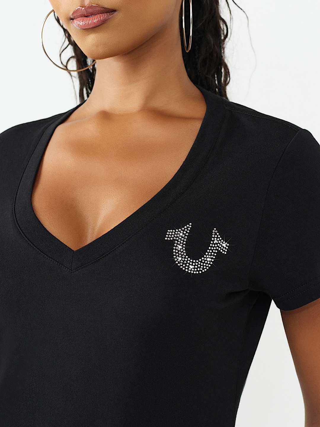 CRYSTAL HORSESHOE V-NECK TEE, image 6