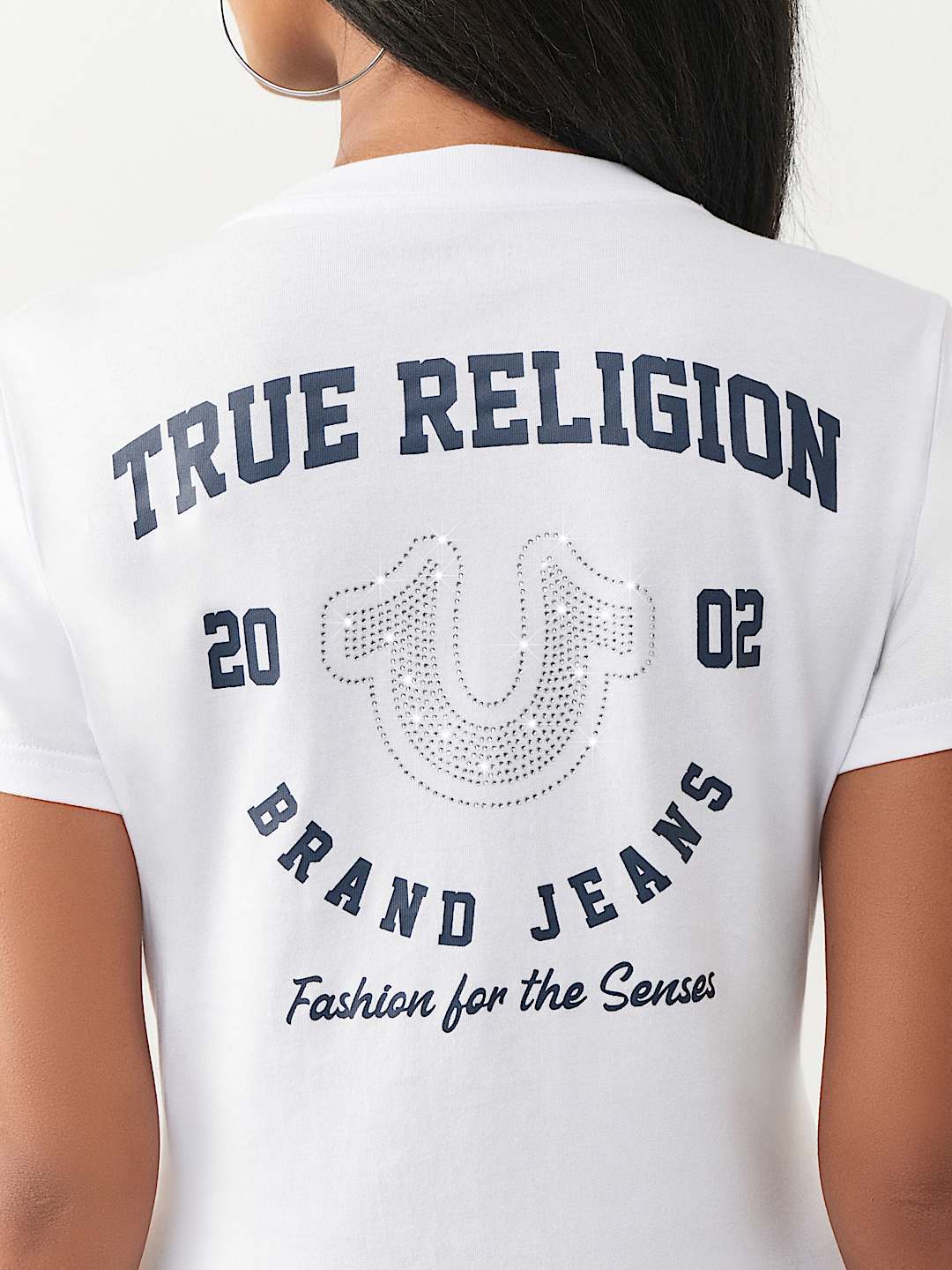 CRYSTAL HORSESHOE V-NECK TEE, image 1