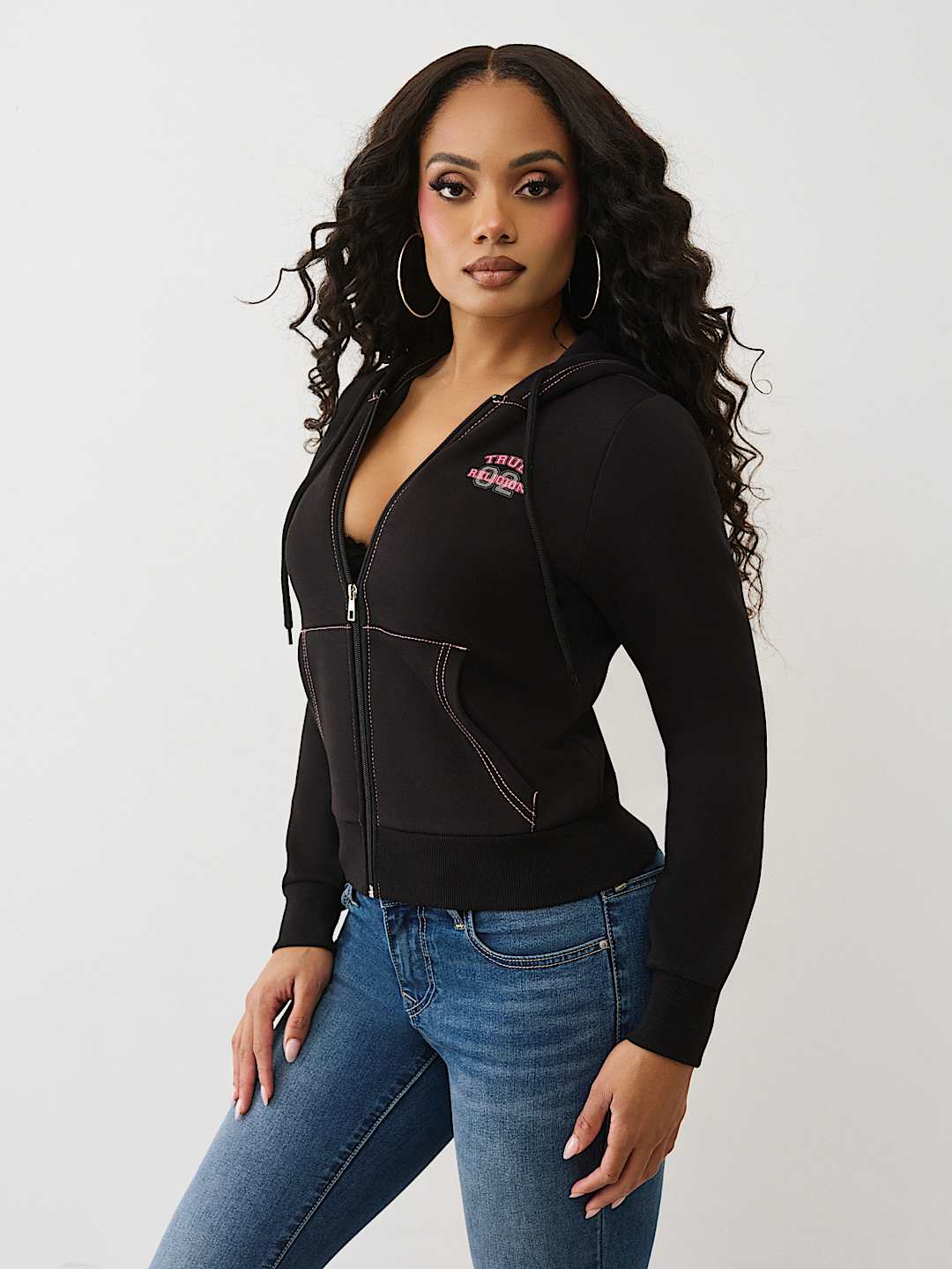 CONTRAST STITCH ZIP HOODIE, image 4