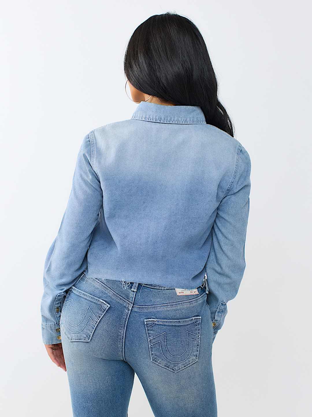 DENIM RAW HEM SHIRT