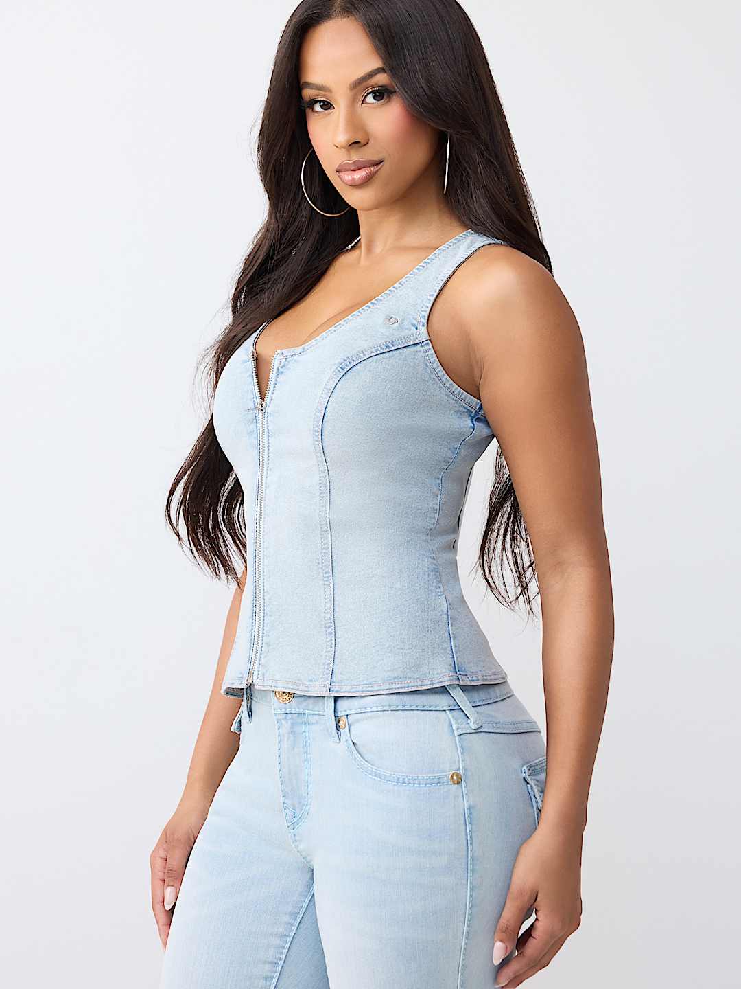 DENIM BUSTIER TOP, image 3