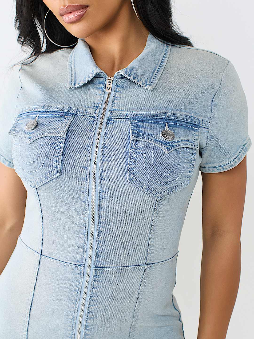 ZIP-FRONT MINI DRESS