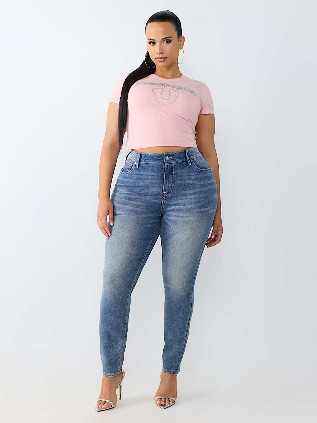PLUS JENNIE MID RISE CRYSTAL CURVY SKINNY JEAN 