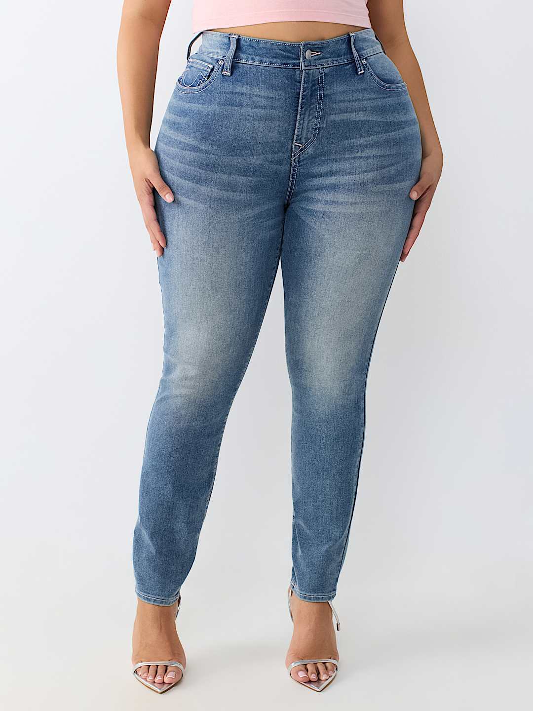 PLUS JENNIE MID RISE CRYSTAL CURVY SKINNY JEAN 