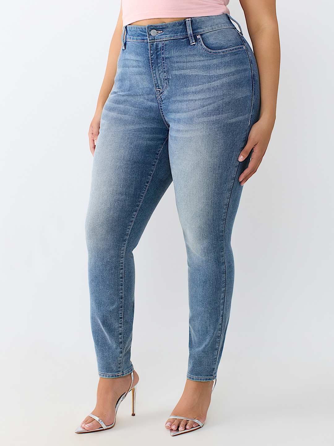 PLUS JENNIE MID RISE CRYSTAL CURVY SKINNY JEAN 