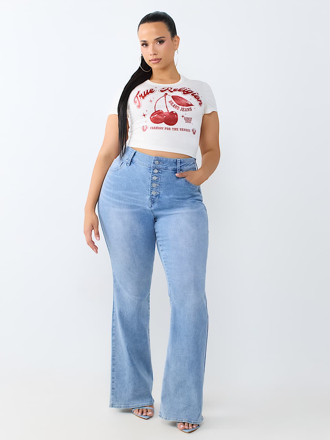 PLUS BECCA MID RISE BUTTON-FRONT BOOTCUT JEAN