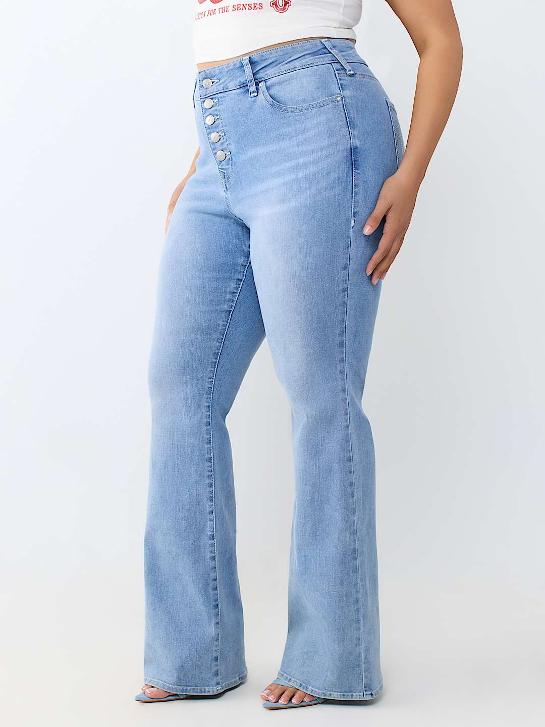 PLUS BECCA MID RISE BUTTON-FRONT BOOTCUT JEAN