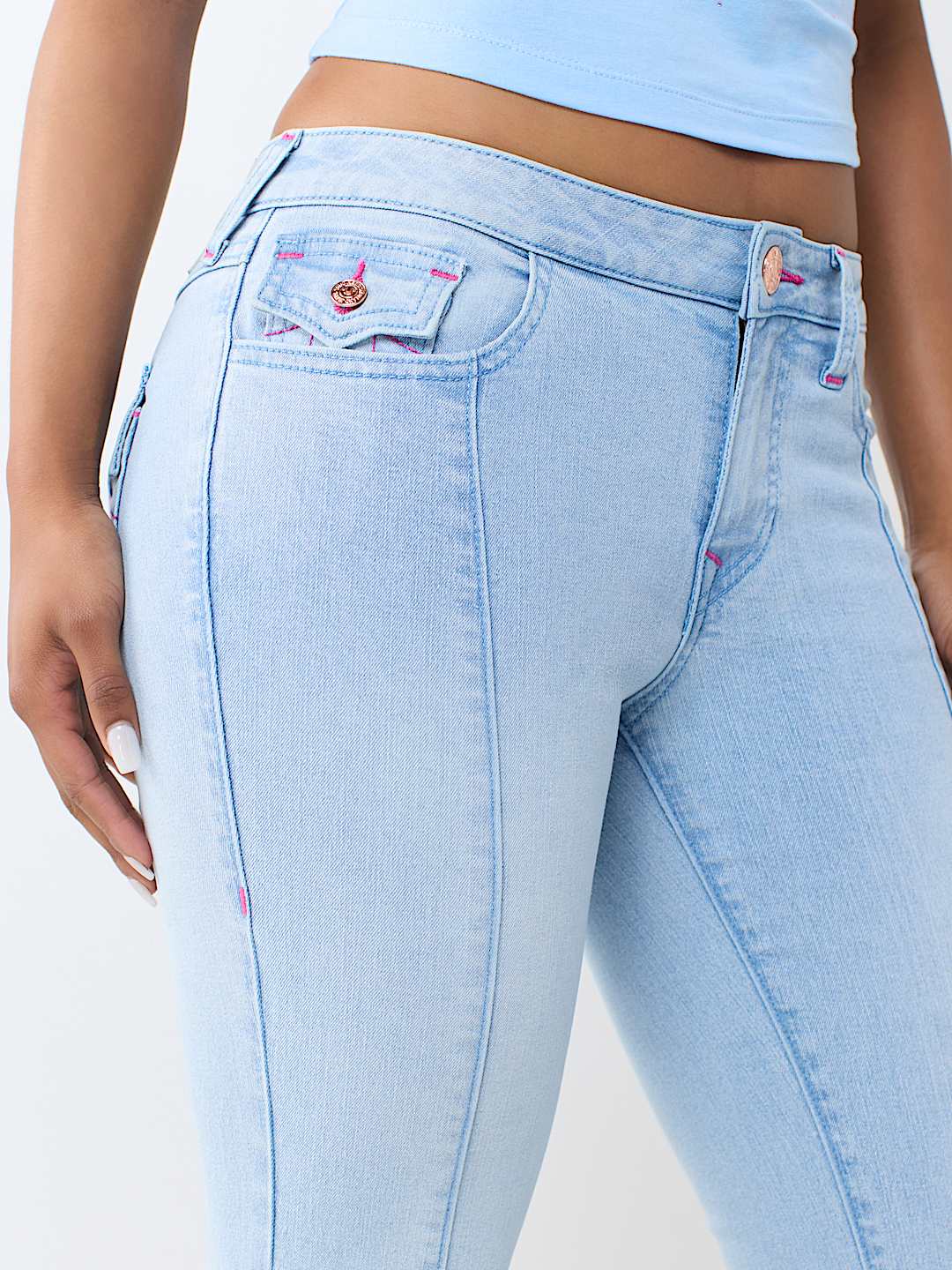 BECCA MID RISE SEAMED FLAP BOOTCUT JEAN