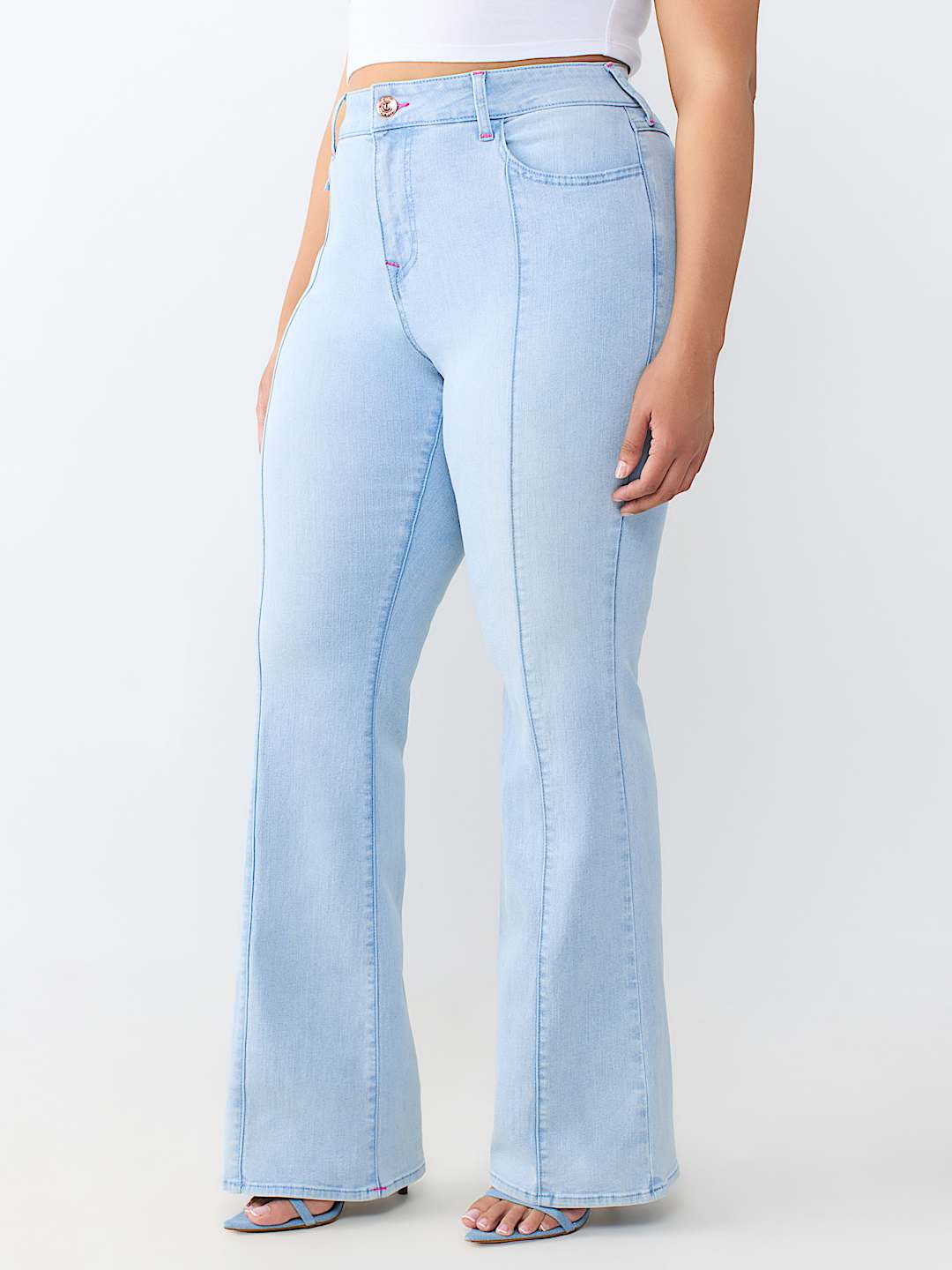 PLUS BECCA MID RISE SEAMED FLAP BOOTCUT JEAN