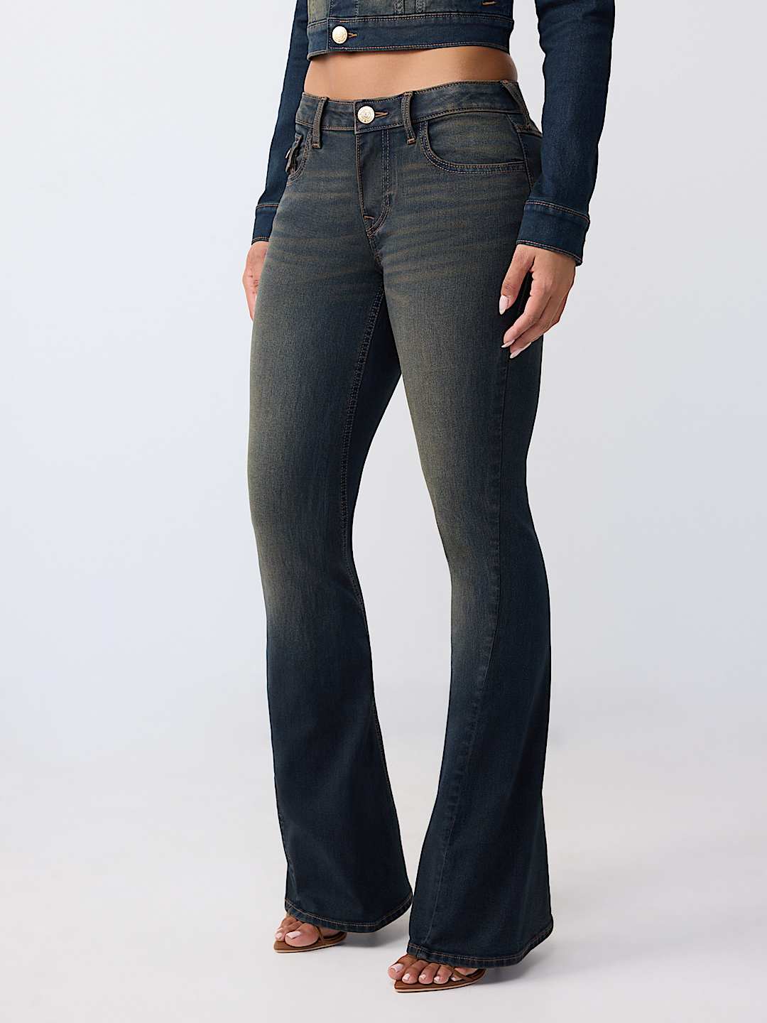 JOEY MID RISE STUDDED FLAP FLARE JEAN, image 4
