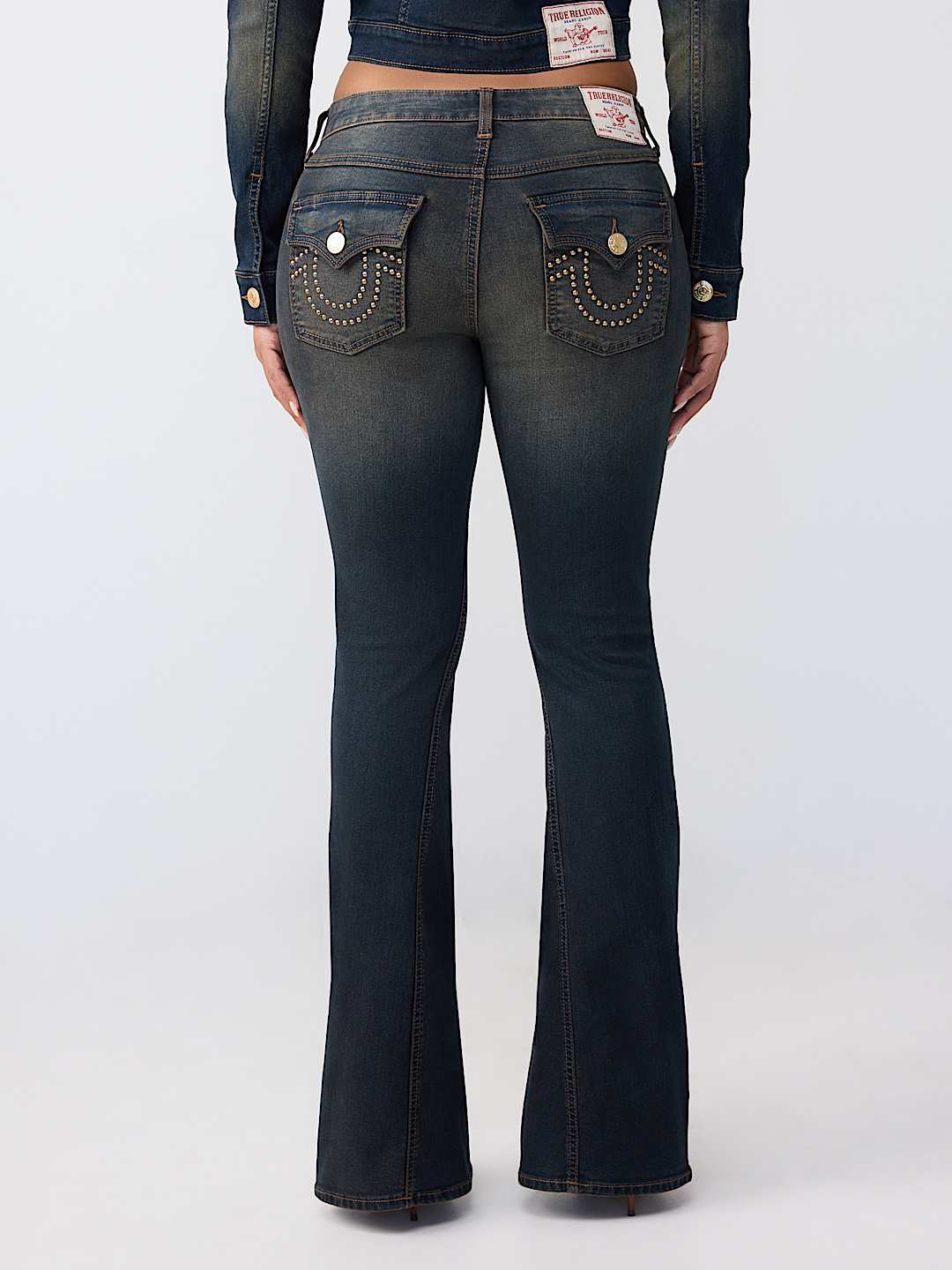 JOEY MID RISE STUDDED FLAP FLARE JEAN, image 5