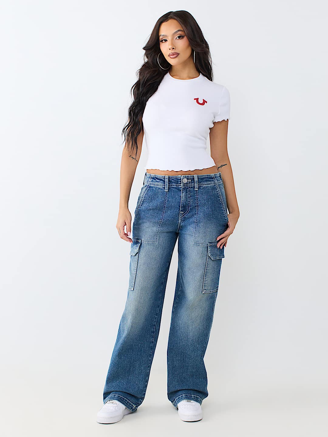 DENIM CARGO STRAIGHT JEAN