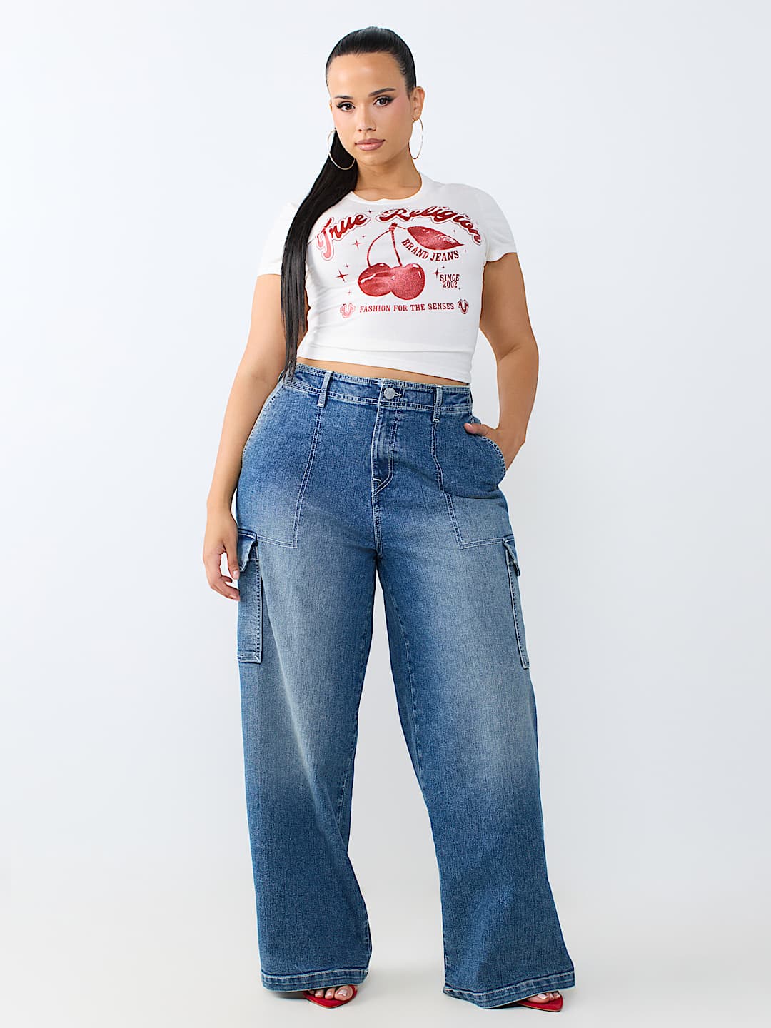 PLUS DENIM CARGO STRAIGHT JEAN