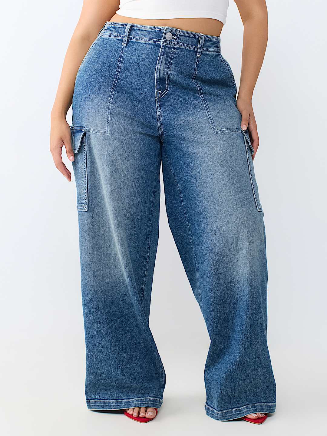 PLUS DENIM CARGO STRAIGHT JEAN