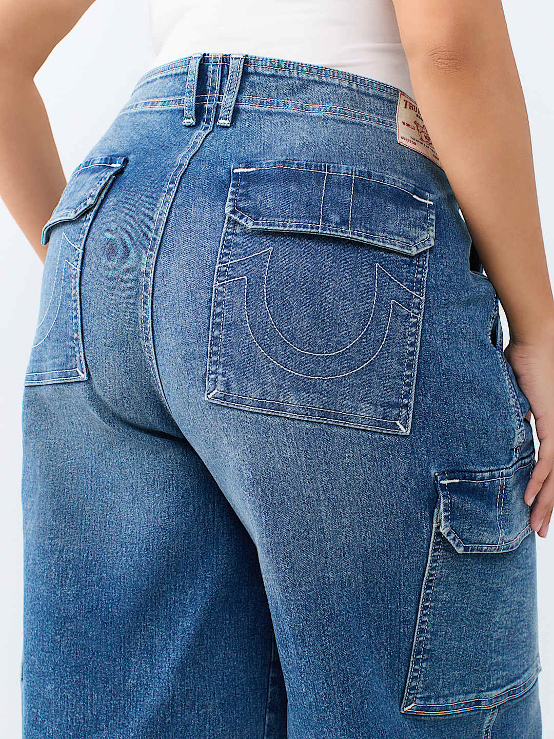PLUS DENIM CARGO STRAIGHT JEAN