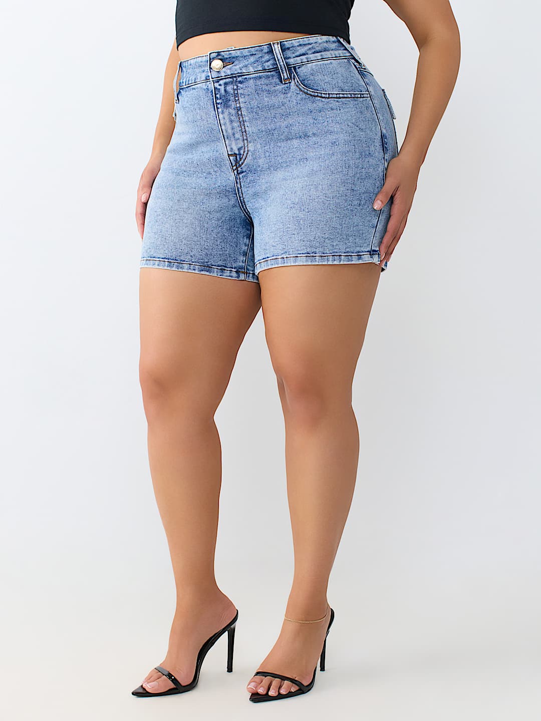 PLUS JENNIE MID RISE FLAP CURVY SHORT