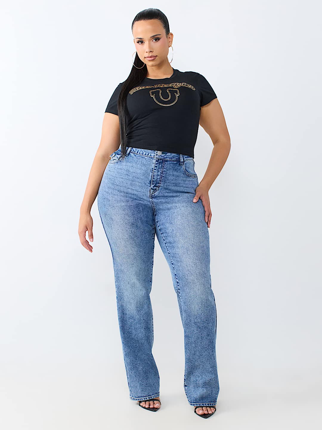 PLUS BILLIE MID RISE FLAP STRAIGHT JEAN