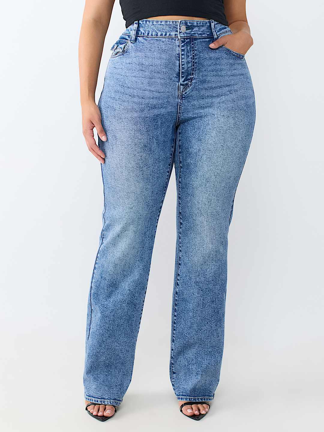 PLUS BILLIE MID RISE FLAP STRAIGHT JEAN