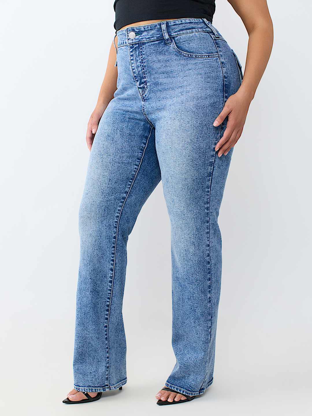 PLUS BILLIE MID RISE FLAP STRAIGHT JEAN