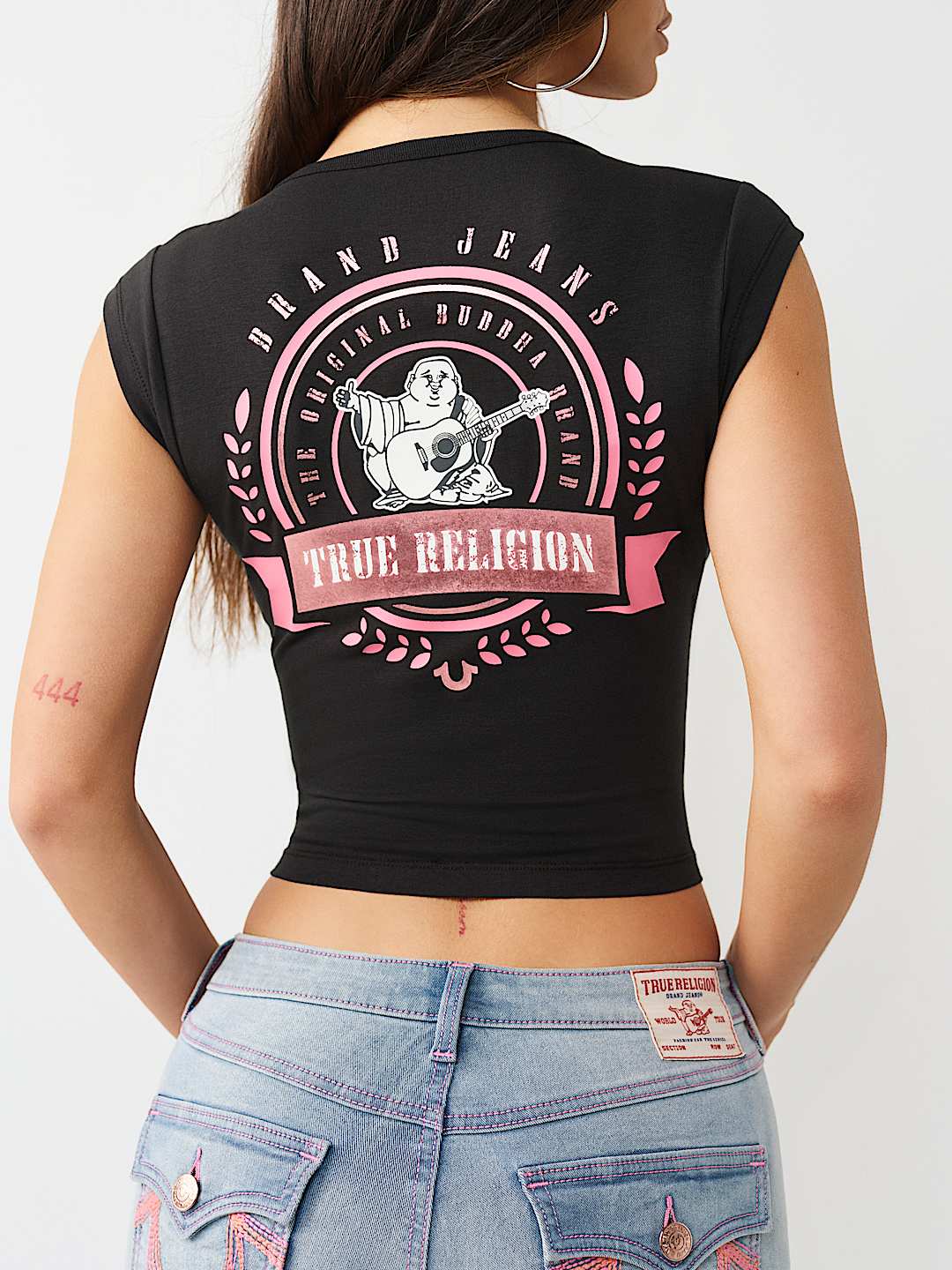 CAMISETA DE MANGA DE CASQUILLO CON CUELLO EN V, image 1