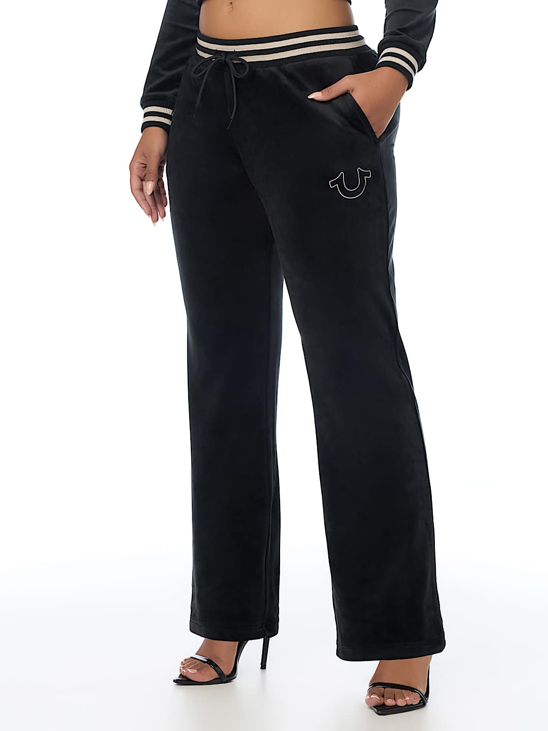 VELOUR STRAIGHT LEG TRACK PANT
