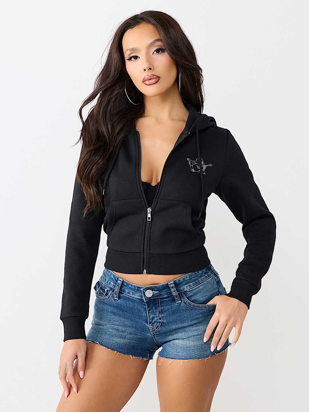 BUDDHA SHRUNKEN ZIP HOODIE