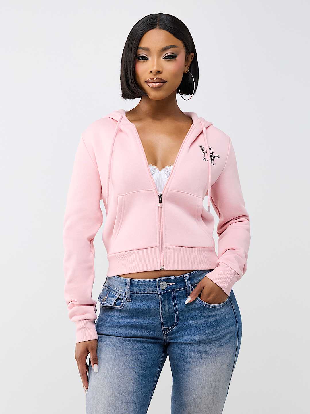BUDDHA SHRUNKEN ZIP HOODIE