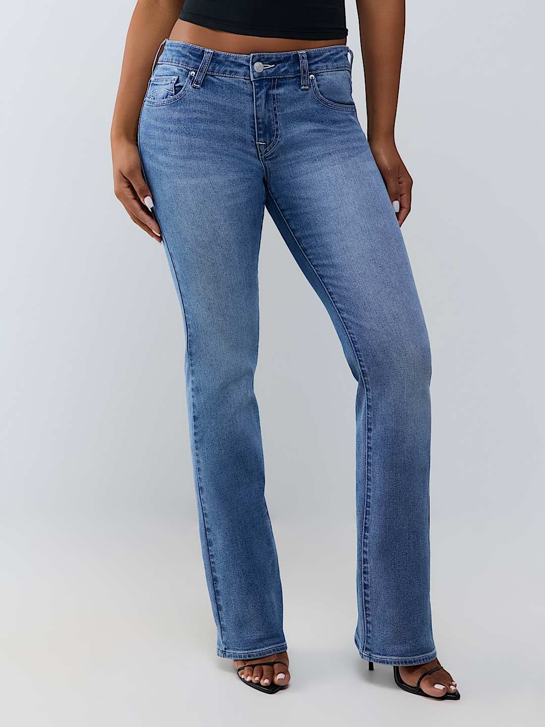 BECCA MID RISE CRYSTAL BOOTCUT JEAN