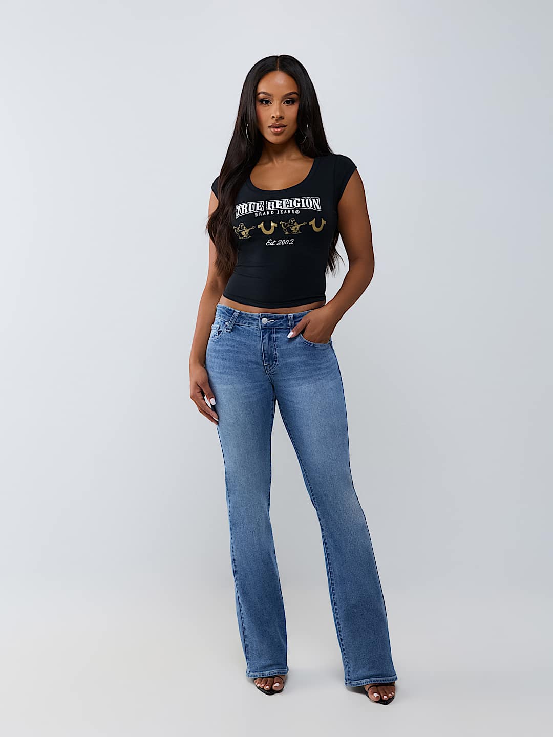 BECCA MID RISE CRYSTAL BOOTCUT JEAN
