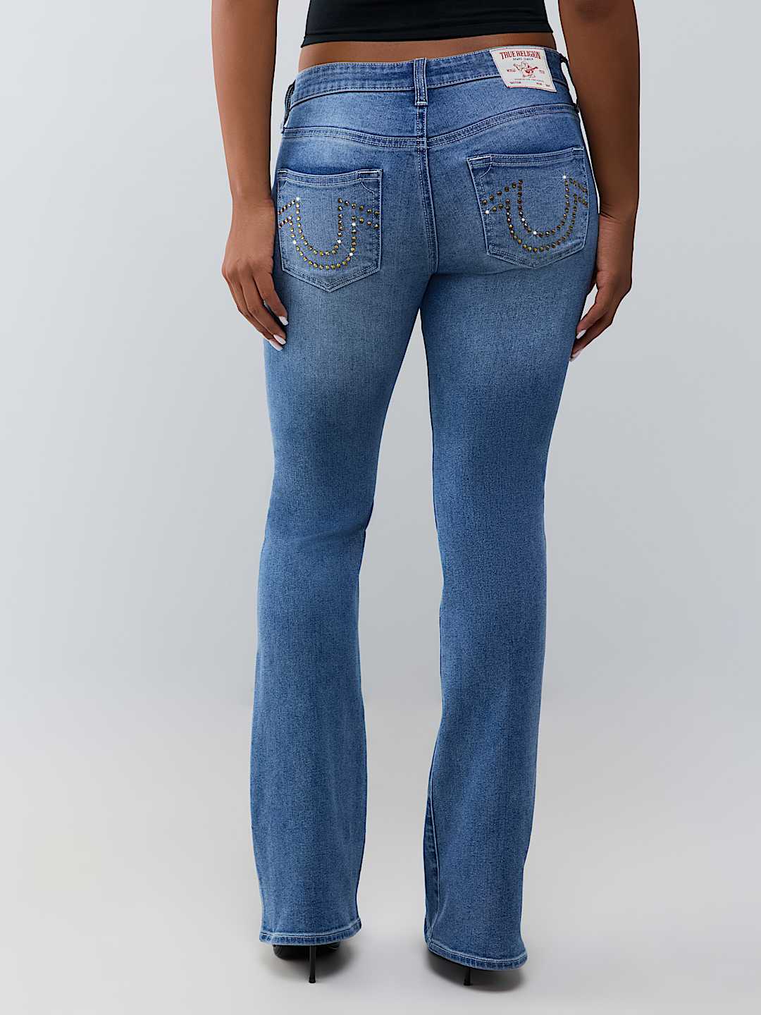 BECCA MID RISE CRYSTAL BOOTCUT JEAN