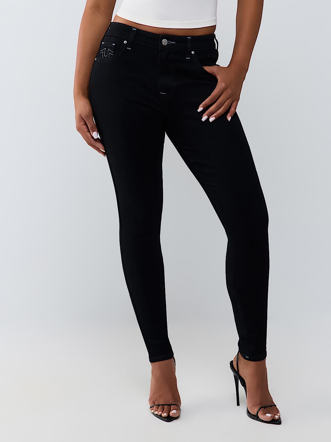 JEAN SKINNY MI-TAILLE AVEC CRISTAUX ET FER &Agrave; CHEVAL JENNIE CURVY