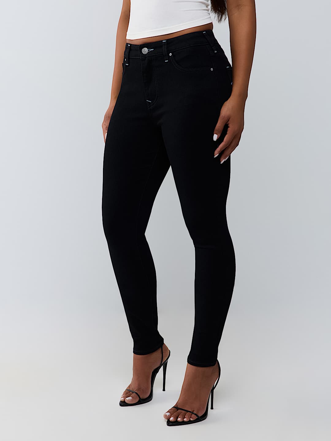 JEAN SKINNY MI-TAILLE AVEC CRISTAUX ET FER &Agrave; CHEVAL JENNIE CURVY