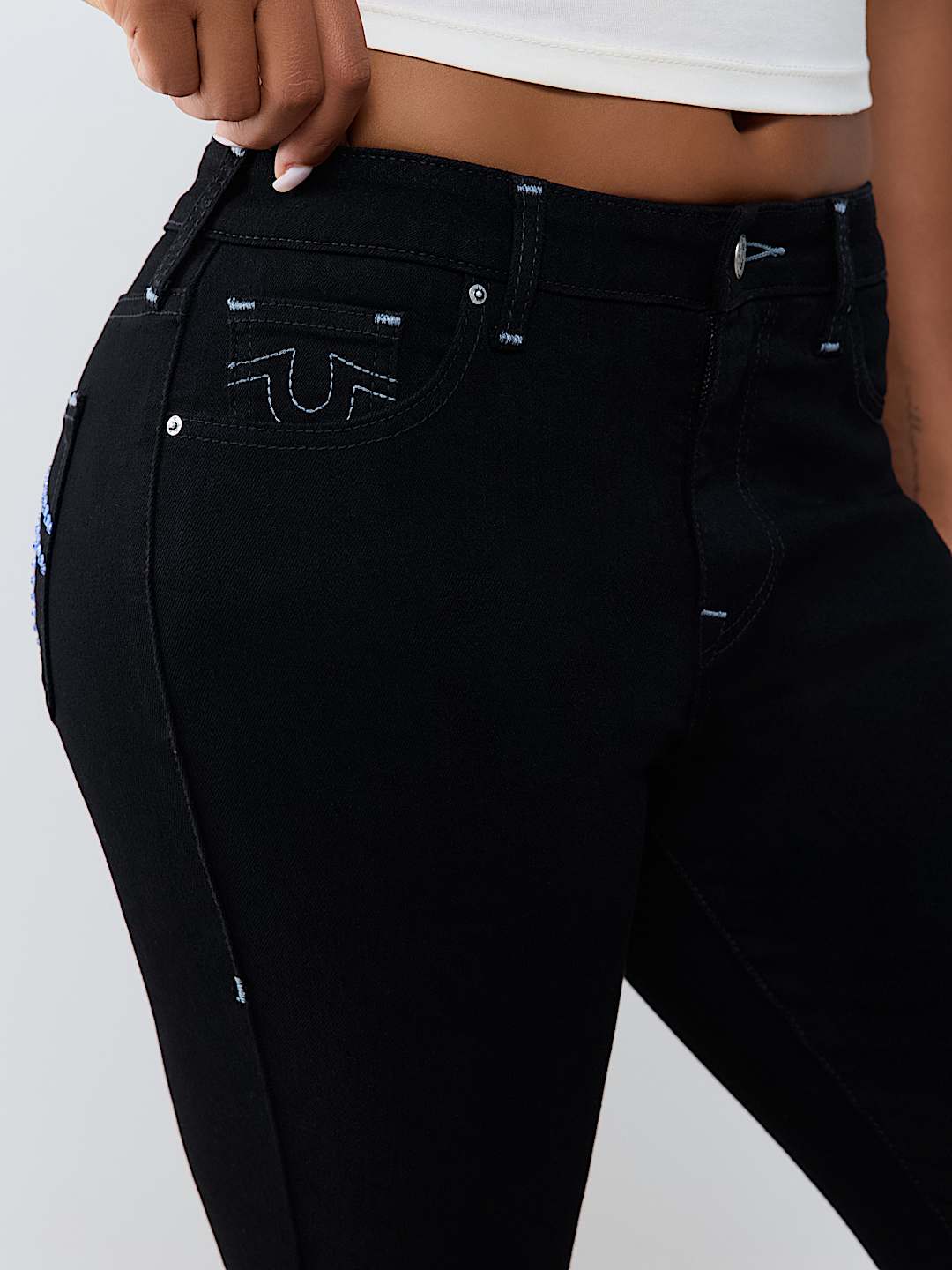 JEAN SKINNY MI-TAILLE AVEC CRISTAUX ET FER &Agrave; CHEVAL JENNIE CURVY