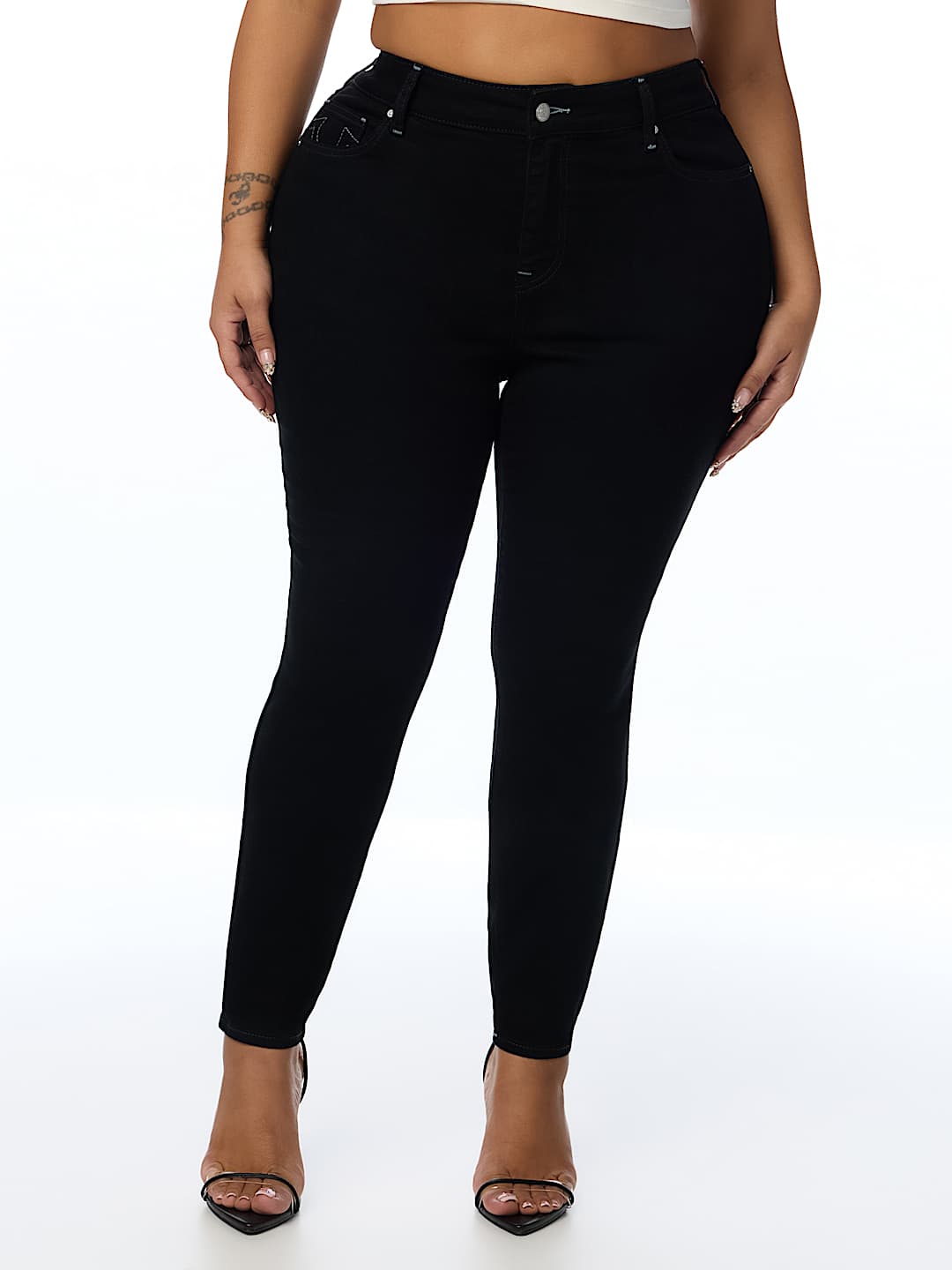 PLUS JENNIE MID RISE CRYSTAL HORSESHOE CURVY SKINNY