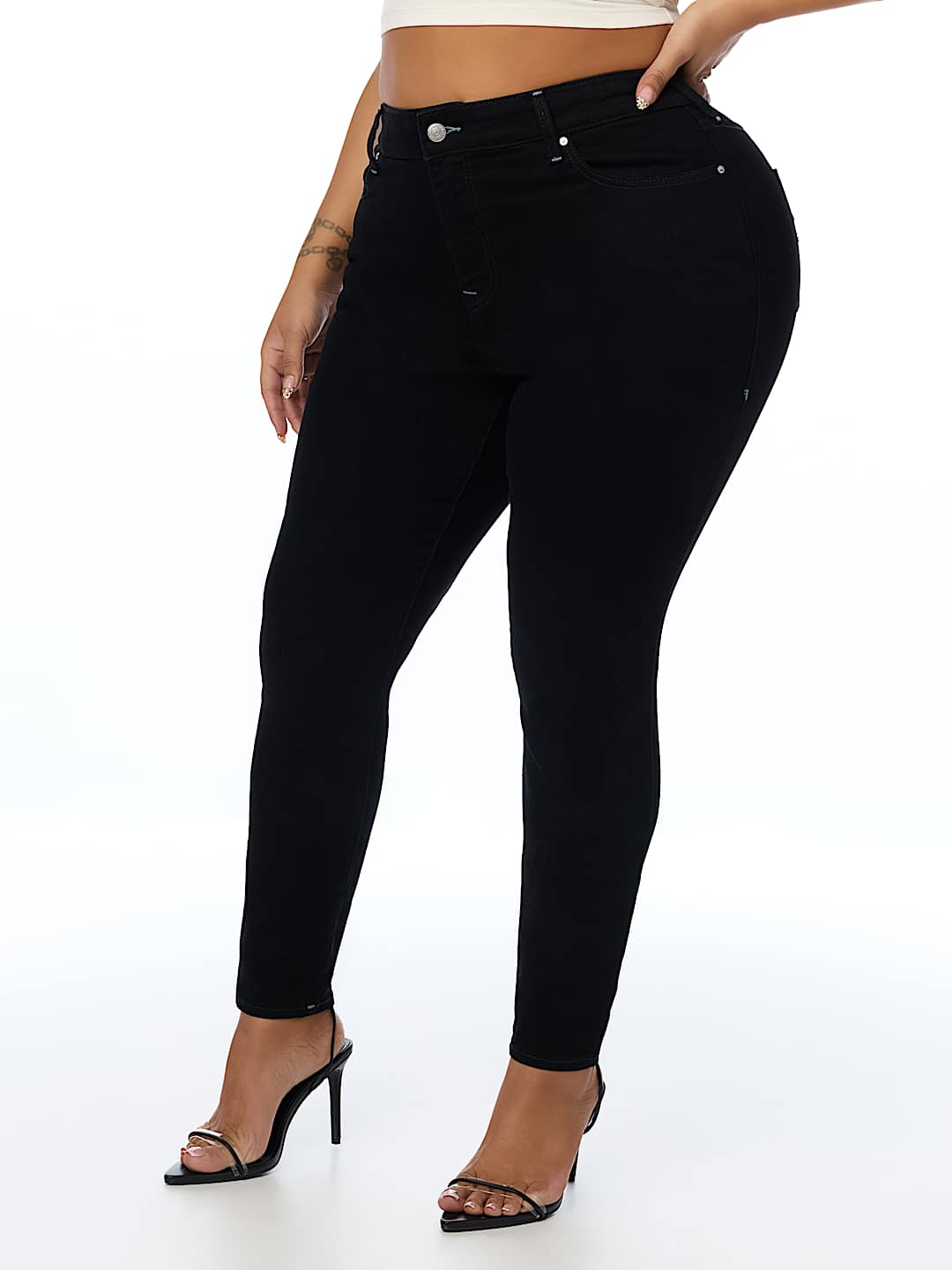 PLUS JENNIE MID RISE CRYSTAL HORSESHOE CURVY SKINNY