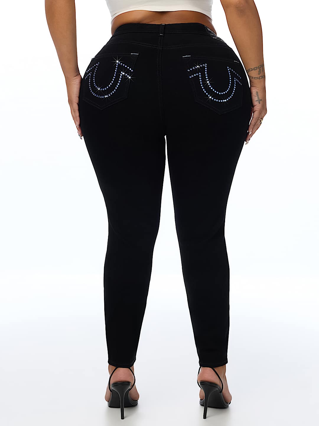 PLUS JENNIE MID RISE CRYSTAL HORSESHOE CURVY SKINNY