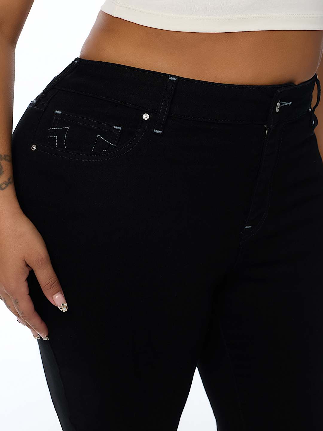 PLUS JENNIE MID RISE CRYSTAL HORSESHOE CURVY SKINNY