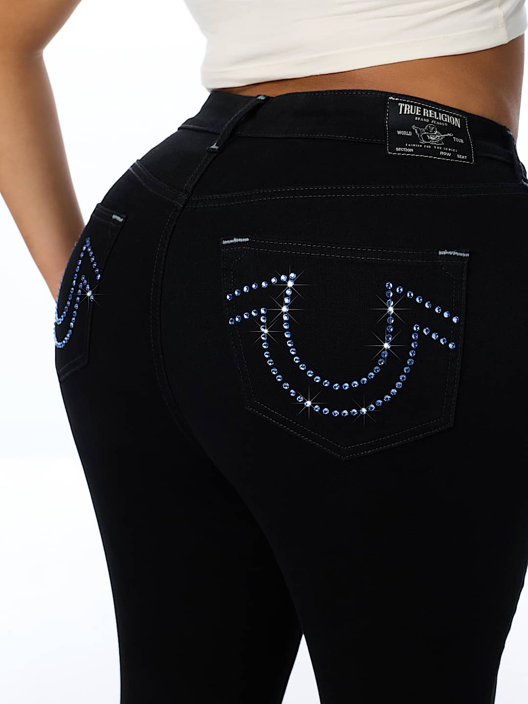 PLUS JENNIE MID RISE CRYSTAL HORSESHOE CURVY SKINNY